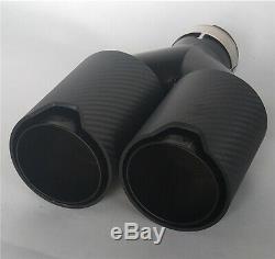 1 Pair Thickened Y Style Full Matte Carbon Fiber Exhaust Dual Pipe Tips 63-89mm