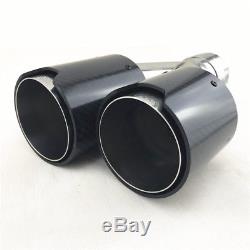 100% Real Carbon Fiber Glossy Black Car Right+Left Side Exhaust Dual Pipes Set