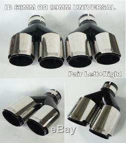 2PC 63mm 89mm Dual Exhaust Pipe Tail Muffler Tip Plating black stainless steel