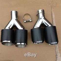 2PC 63mm 89mm Stainless Steel Car Exhaust Tip Carbon Exhaust Muffler Dual Tips