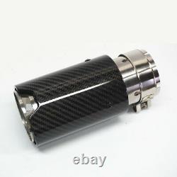 2x 63mm Universal Glossy Carbon Fiber Car Exhaust Pipe Tail Muffler End Tip