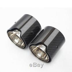 4 Pcs Glossy 100% Real Carbon Fiber Exhaust tip 71MM IN 93MM OUT Universal