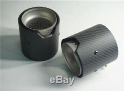 4PCS 66MM IN 93MM OUT Matte Universal 100% Real Carbon Fiber Exhaust tip For BMW