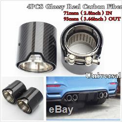 4PCS Glossy Real Carbon Fiber Exhaust tip For BMW M Performance exhaust pipe