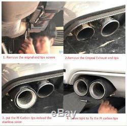 4Pcs Matte Universal Car 100% Carbon Fiber Exhaust End Tips 2.5'' in 3.5'' out