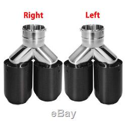 63-89mm Car Exhaust Tip Carbon Fiber Exhaust Muffler Dual Tips Left+Right Pair