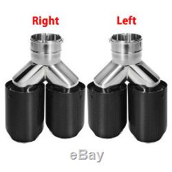 63-89mm Car Exhaust Tip Carbon Fiber Exhaust Muffler Dual Tips Left+Right Pair &