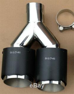 63-89mm Car Exhaust Tip Carbon Fiber Exhaust Muffler Dual Tips Left+Right Pair &