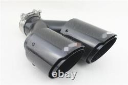 63-89mm Universal Real Carbon Fiber Car SUV Dual Exhaust Pipe Refit Muffler Left