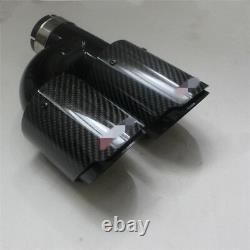 63mm In 89mm Out Car SUV Dual Pipe Left Exhaust Pipe Tail Muffler Tip Full Black