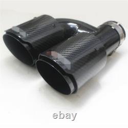 63mm In 89mm Out Car SUV Dual Pipe Left Exhaust Pipe Tail Muffler Tip Full Black