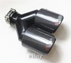 ID2.5 63mm OD3.5 89mm Plating Black Carbon Fiber Exhaust Tip Dual Pipe -New