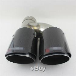 L+R Carbon Fiber Stainless Car SUV Dual Pipe Exhaust Pipe Tail Muffler Tip