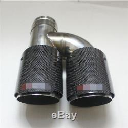 L+R Carbon Fiber Stainless Car SUV Dual Pipe Exhaust Pipe Tail Muffler Tip