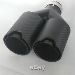Left+Right Y Style Full Matte Real Carbon Fiber Autos Exhaust Dual Pipe End Tips