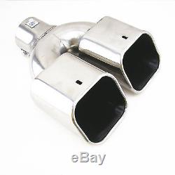 New Dual Exhaust Pipe Tail Muffler Tip Silver Chrome Stainless Steel Car Rear