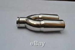 New Stainless Steel Twin Exhaust Muffler Tail Pipe Tip Abx Bmw Vw Vauxhall