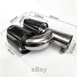 One Pair 100% Real Carbon Fiber 63-89mm H Style Vehicles Refit Exhaust Dual Pipe