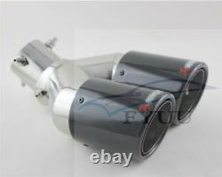 R 63mm/89mm Outlet Glossy Bent Adjustable Car Dual Exhaust Pipe Tail Muffler Tip