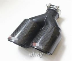 Right Plating Black Carbon Fiber steel Car Dual Exhaust Pipe Tail Muffler Tip