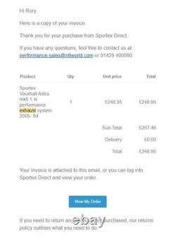 SPORTEX FV22S4 PERFORMANCE EXHAUST Vauxhall Astra H mk5 1.4i 2005-2010 BRAND NEW