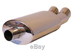 Twin Stainless Steel Tip Performance Exhaust Muffler Back Box Lmo 003