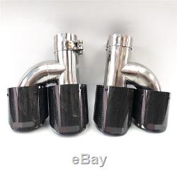Universal 63-89mm Real Carbon Fiber Autos Exhaust Dual Pipes Left+Right H-Style