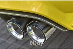 Y Style Left Side Black Glossy Thickened Carbon Fiber Exhaust Dual Pipe 63-89mm